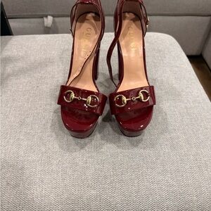 Gucci Women's Deep Red Heeled Sandals